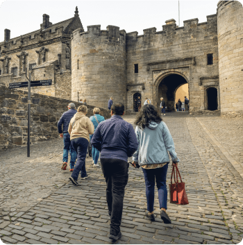 People walking up to Stirling Castle on a Your Tour Scotland trip